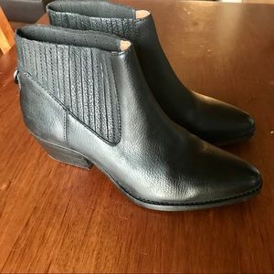 Hudson London Black Leather Pointed Toe Booties